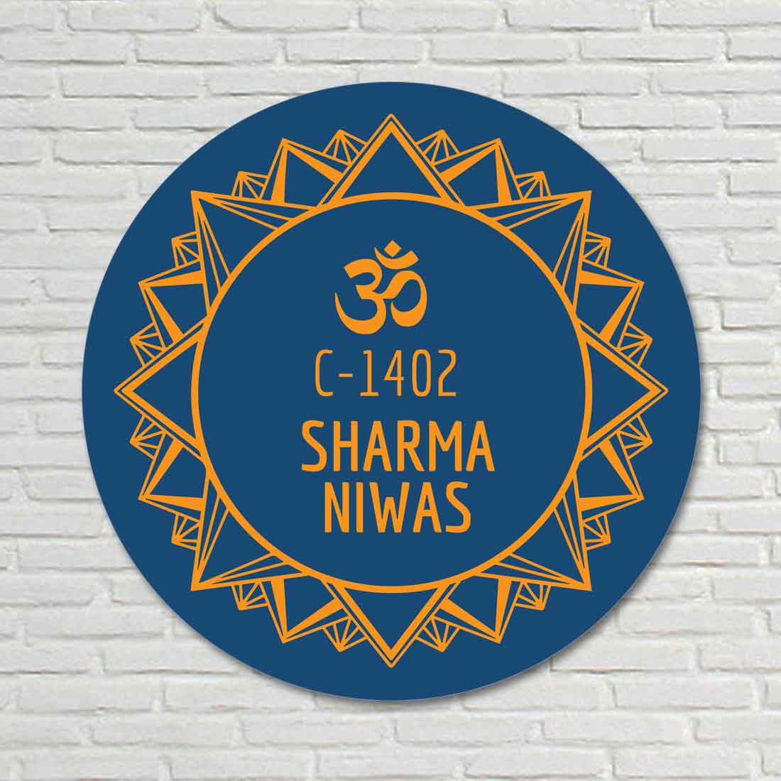 Name Plate Customised for Home Office Bungalows Entrance Round - Spiritual Om