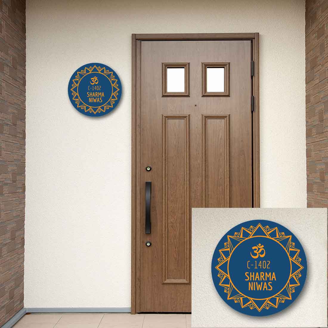 Name Plate Customised for Home Office Bungalows Entrance Round - Spiritual Om - Image 3