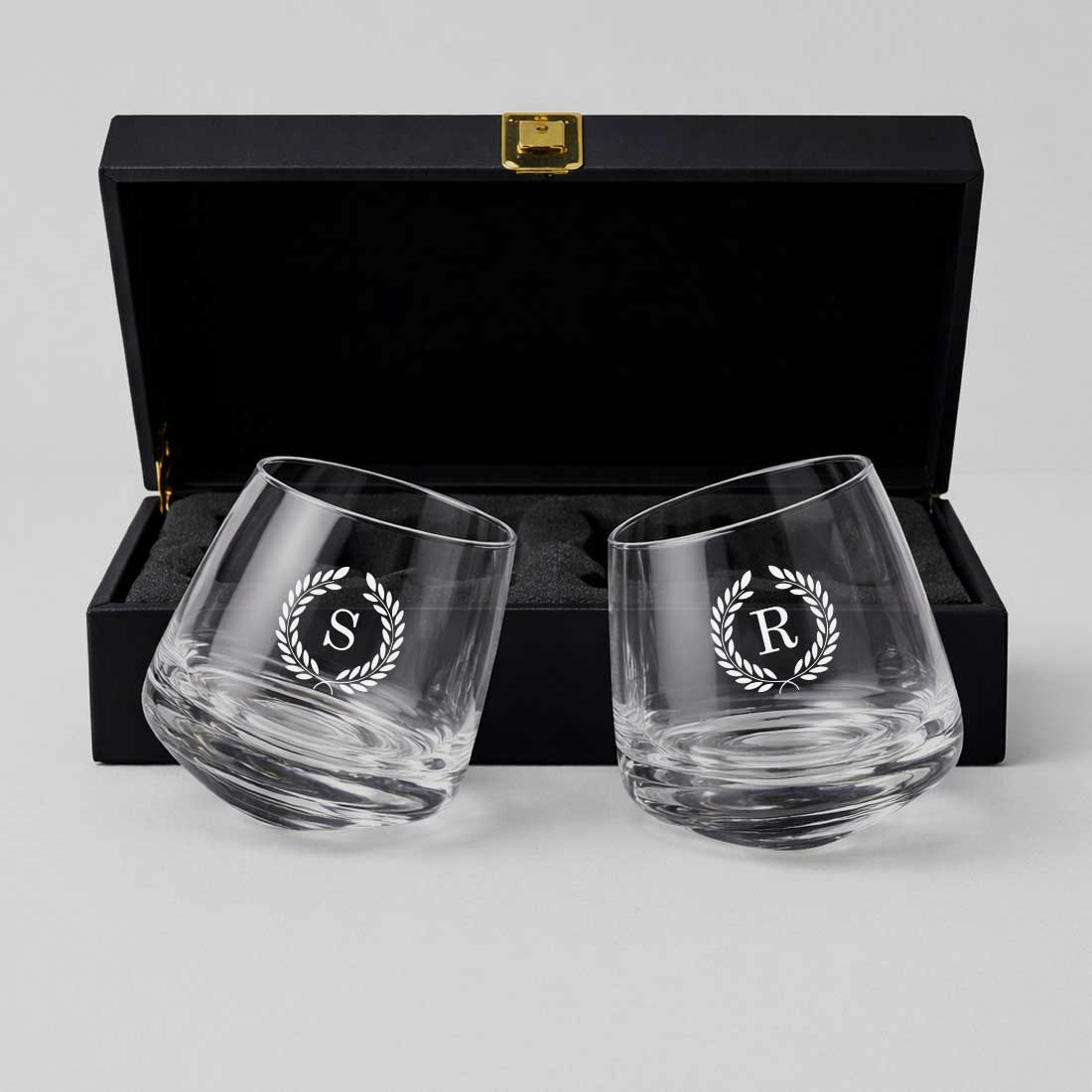 Customized Spinning Whiskey Glass for Couple–Engraved Scotch Glass Set of 2 with Gift Box - Image 4