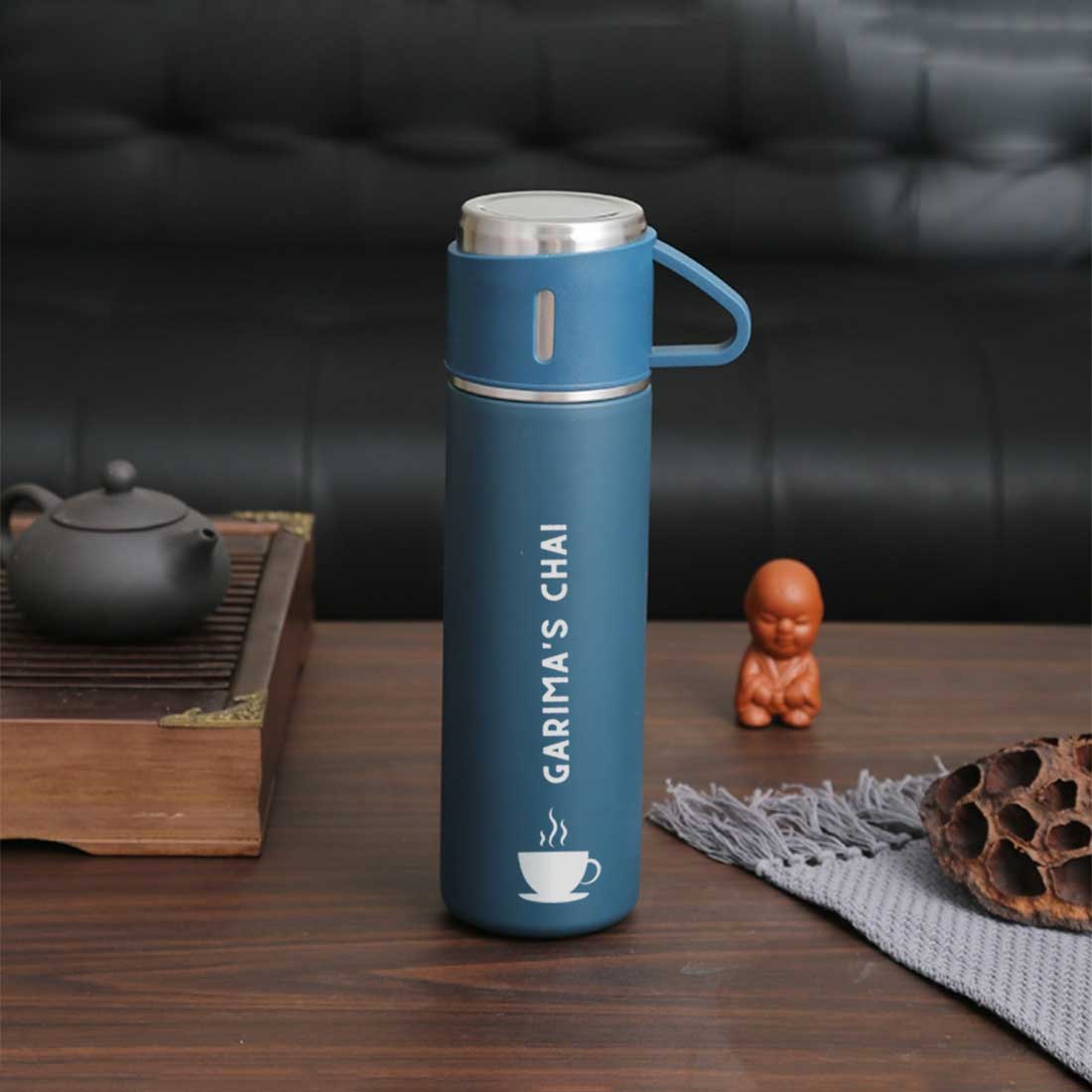 Customized Thermos Bottle With 2 Cups Gift Box Set - Add Name - Image 2