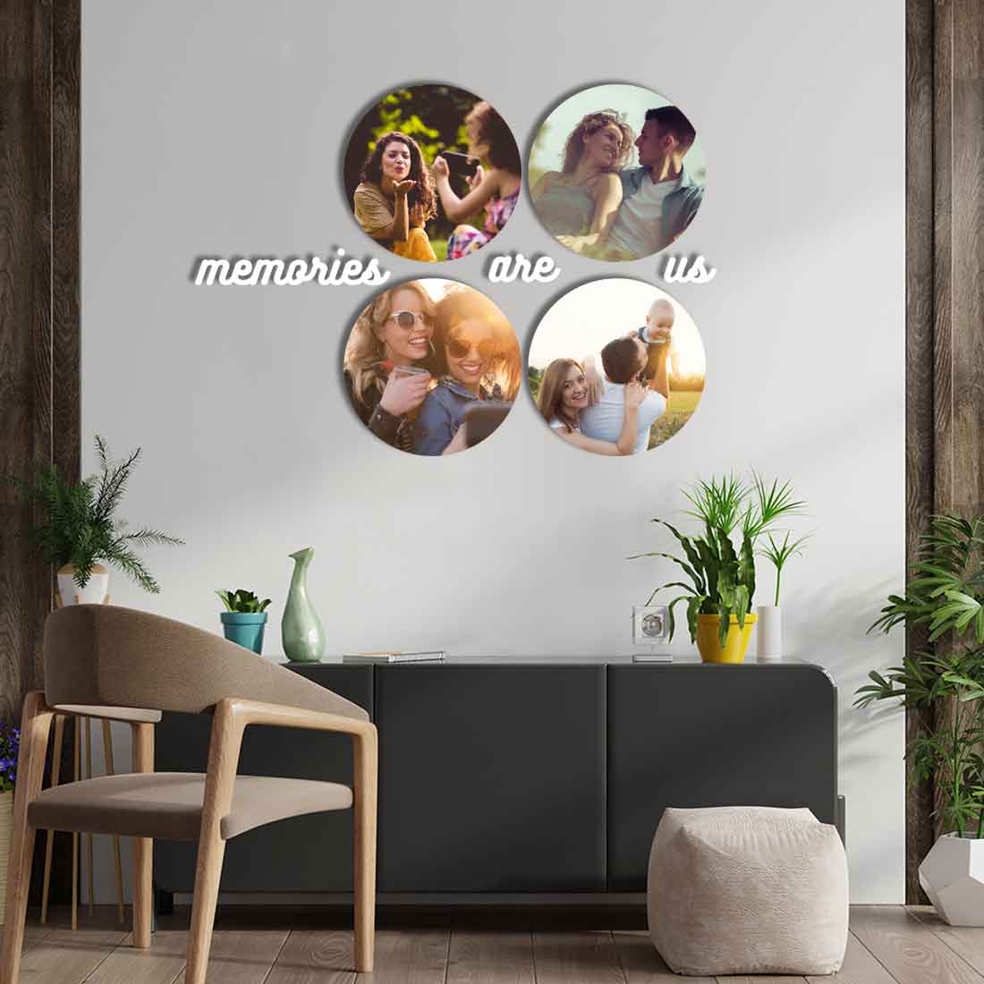 Custom Wall Art For Living Room Bedroom 4 Round Acrylic Photo Frames with Text-Memories are us - Image 3