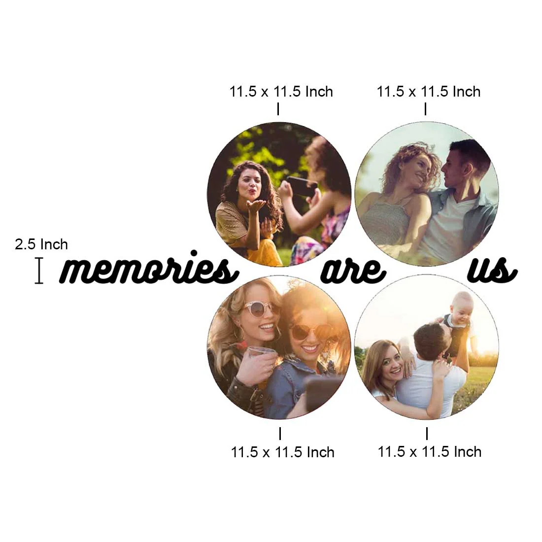 Custom Wall Art For Living Room Bedroom 4 Round Acrylic Photo Frames with Text-Memories are us - Image 4