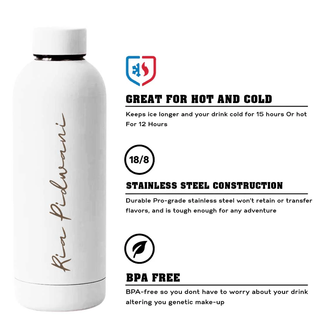 Customized Water Bottles with Names Stainless Steel Double Insulated Water Bottles for Travel Office Gym Home - BPA Free, Leakproof - Image 16