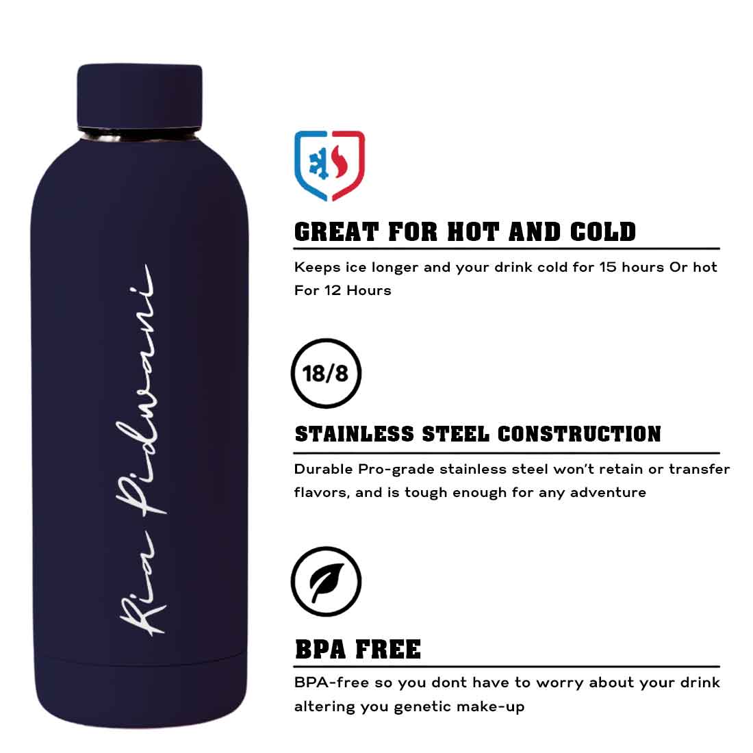 Customized Water Bottles with Names Stainless Steel Double Insulated Water Bottles for Travel Office Gym Home - BPA Free, Leakproof - Image 39