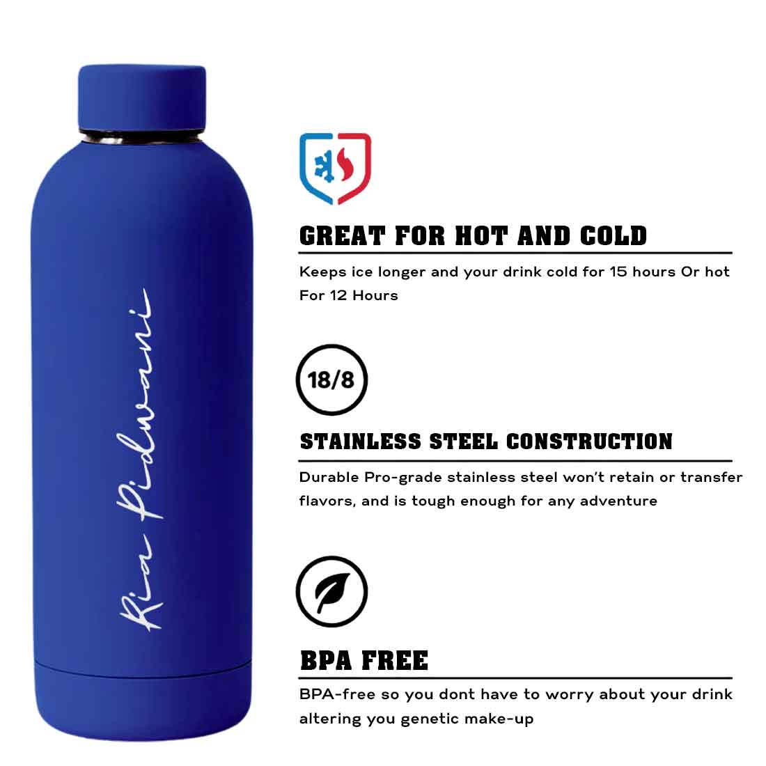 Customized Water Bottles with Names Stainless Steel Double Insulated Water Bottles for Travel Office Gym Home - BPA Free, Leakproof - Image 64