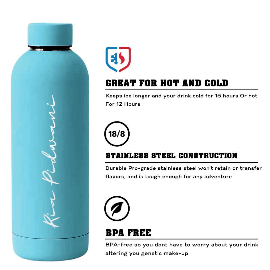 Customized Water Bottles with Names Stainless Steel Double Insulated Water Bottles for Travel Office Gym Home - BPA Free, Leakproof - Image 78