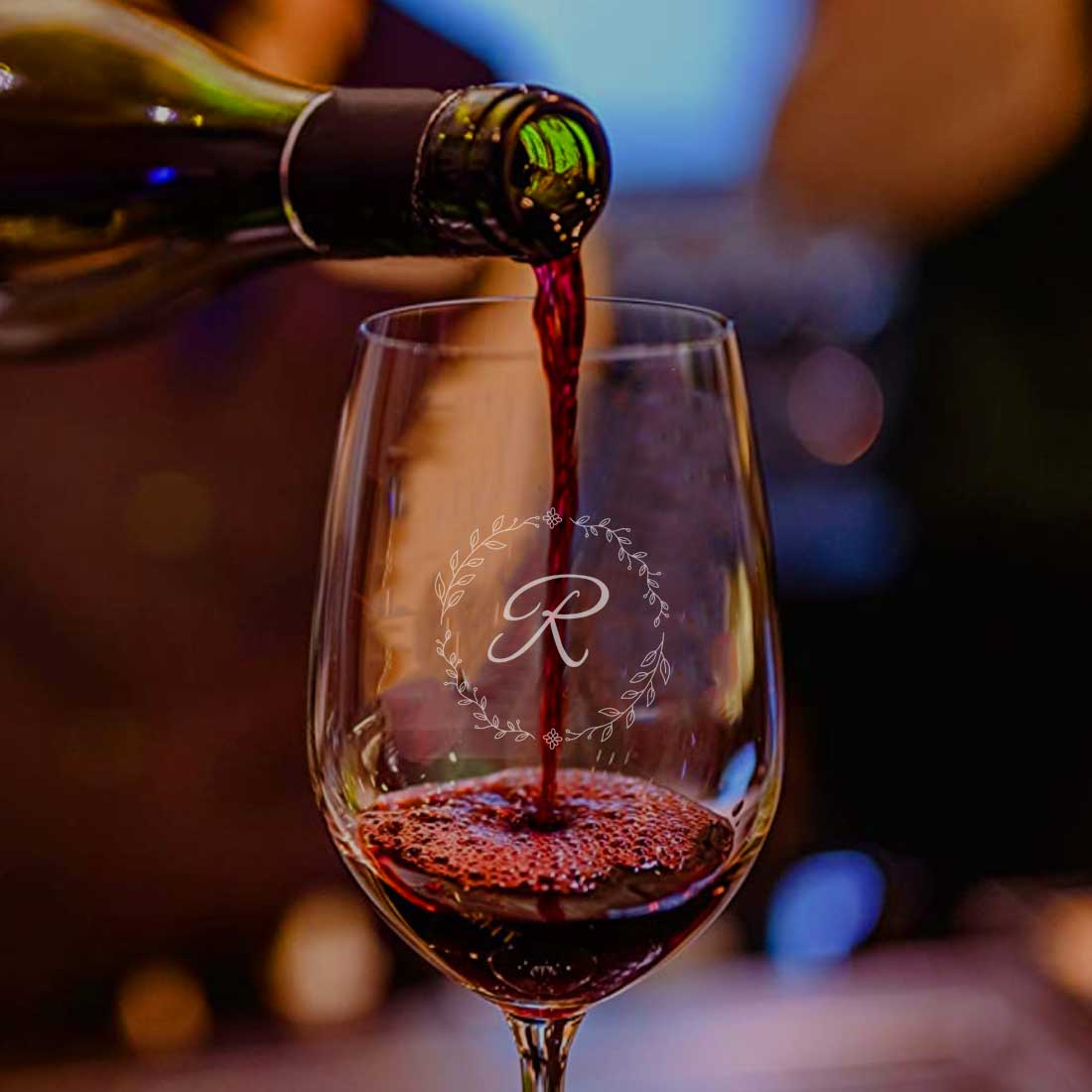 Customized Wine Glass - Engraved Red White Wine Glass - Monogram - Image 2