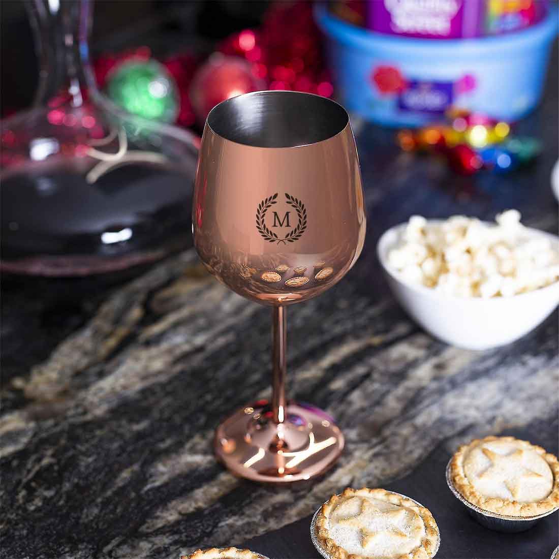 Customized Wine Glasses Stainless Steel Goblets with Copper Finish - Image 2