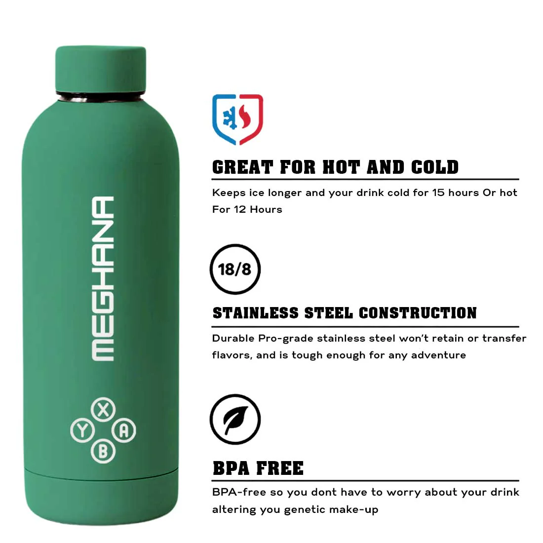 Customized Insulated Water Bottle 500ML Stainless Steel for Travel Office Gym Home - BPA Free, Leakproof - Image 46