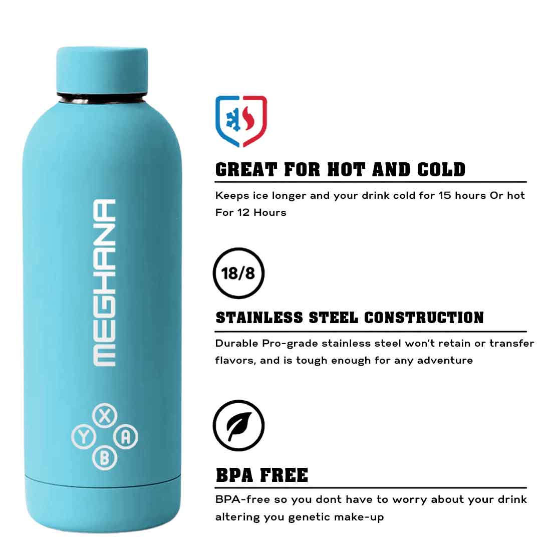 Customized Insulated Water Bottle 500ML Stainless Steel for Travel Office Gym Home - BPA Free, Leakproof - Image 77