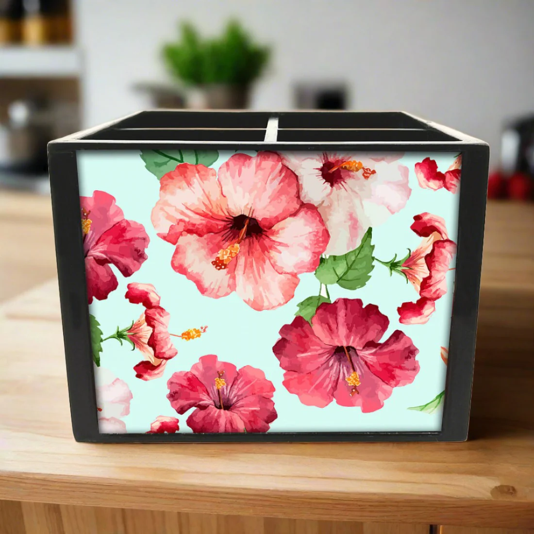 Hibiscus With White BackgroundCutlery Holder Stand Silverware Caddy Organizer - Image 4