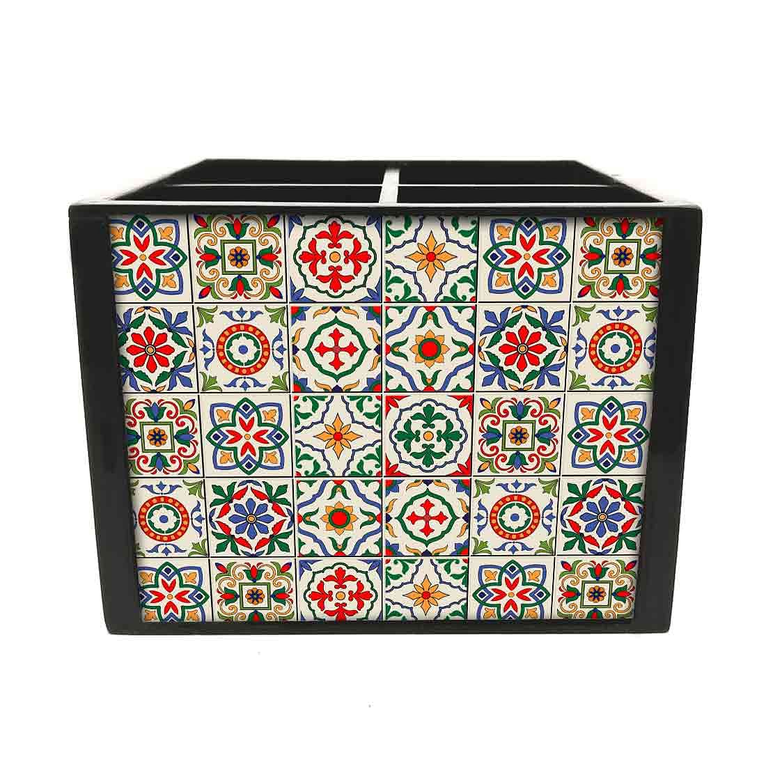 Cutlery Holder Stand Silverware Caddy Organizer for Kitchen - Spanish Tiles - Image 3