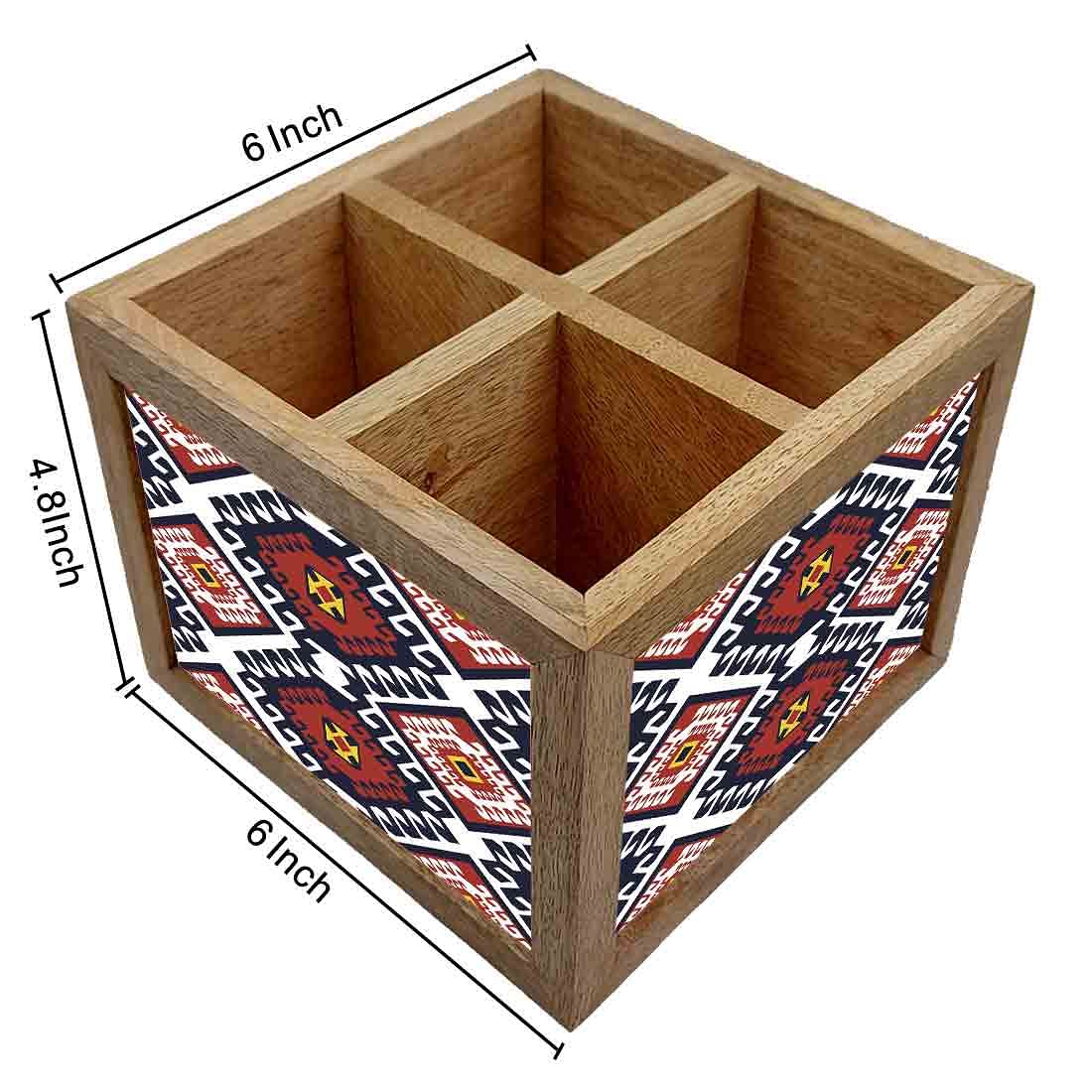 Natural Wooden Cutlery Holder -  Diamond Pattern - Image 4