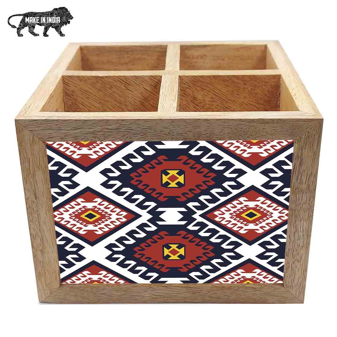 Natural Wooden Cutlery Holder -  Diamond Pattern - Image 5