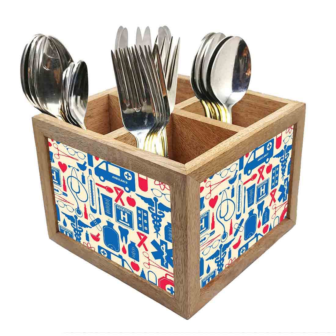 Natural Wooden Cutlery Holder - Doctor Prescription