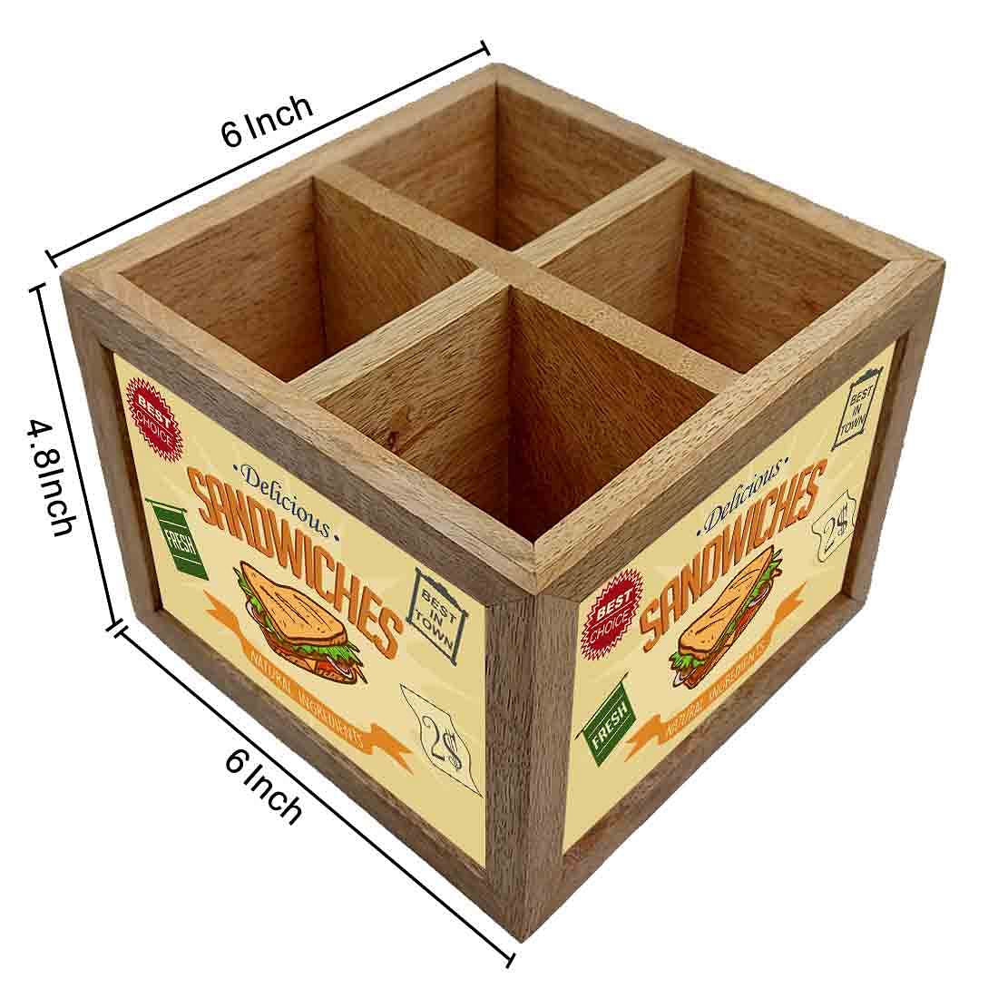 Natural Wooden Spoon Holder Stand for Dining Table Organizer - Sandwiches - Image 4