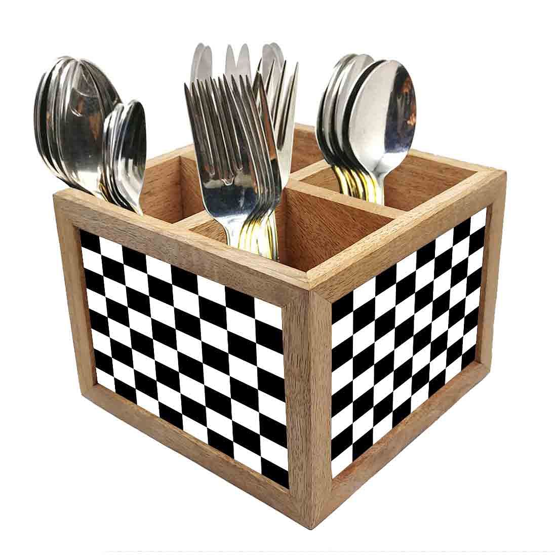 Wooden Cutlery Holder Spoon Rack for Kitchen - Chess Box