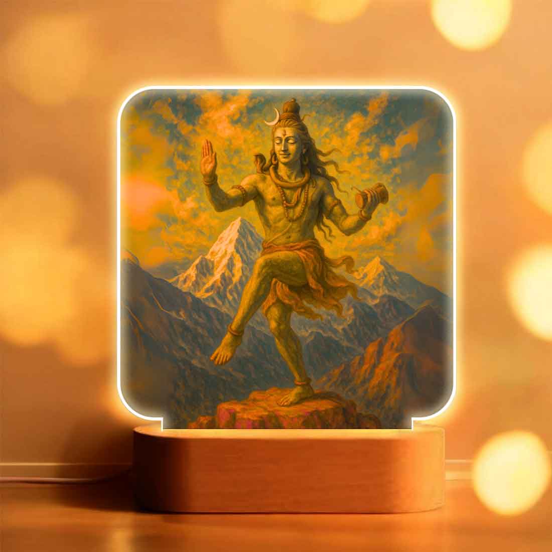 Decorative LED Shiva Light – Wooden Base Night Lamp for Sacred Spaces - Image 2