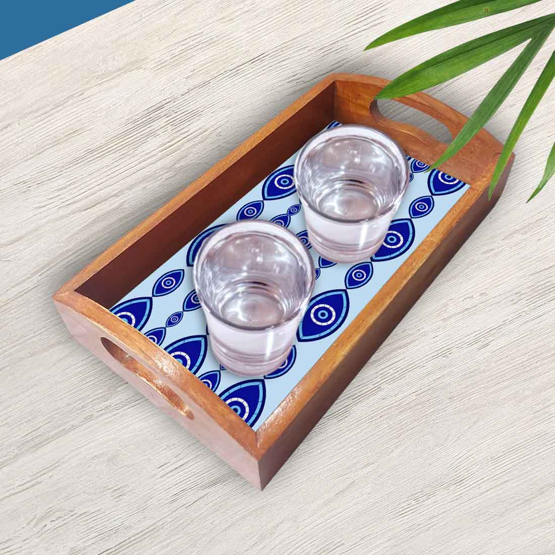 Serving Tray Set of 3 With Handle Designer Trays Evil Eye - Image 3