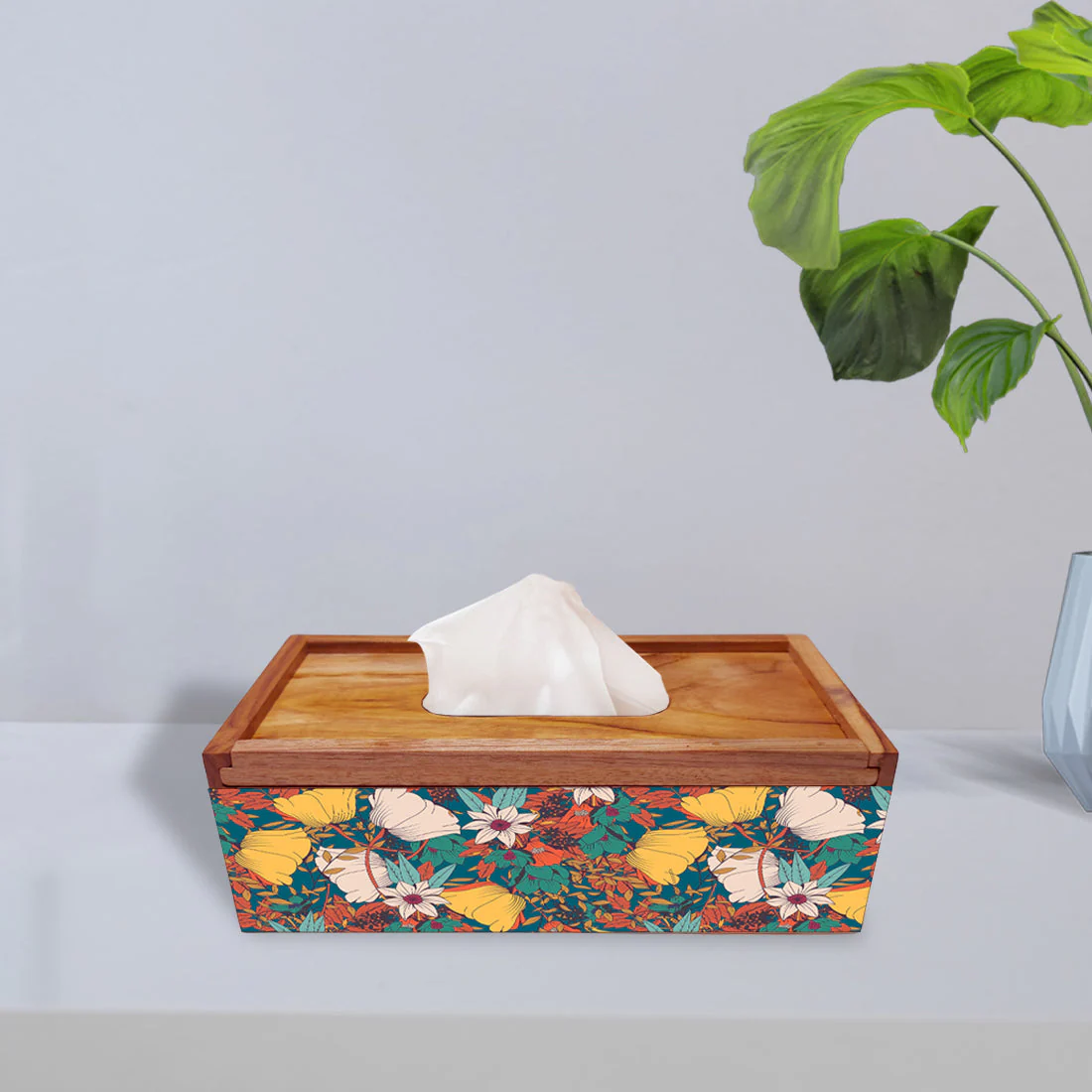 Floral Designer Wooden Tissue Holder for Dining Table - Elegance - Image 2