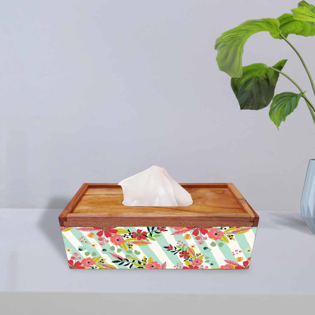 Wooden Decorative Tissue Box Covers for Home Office Car - Stripe - Image 2