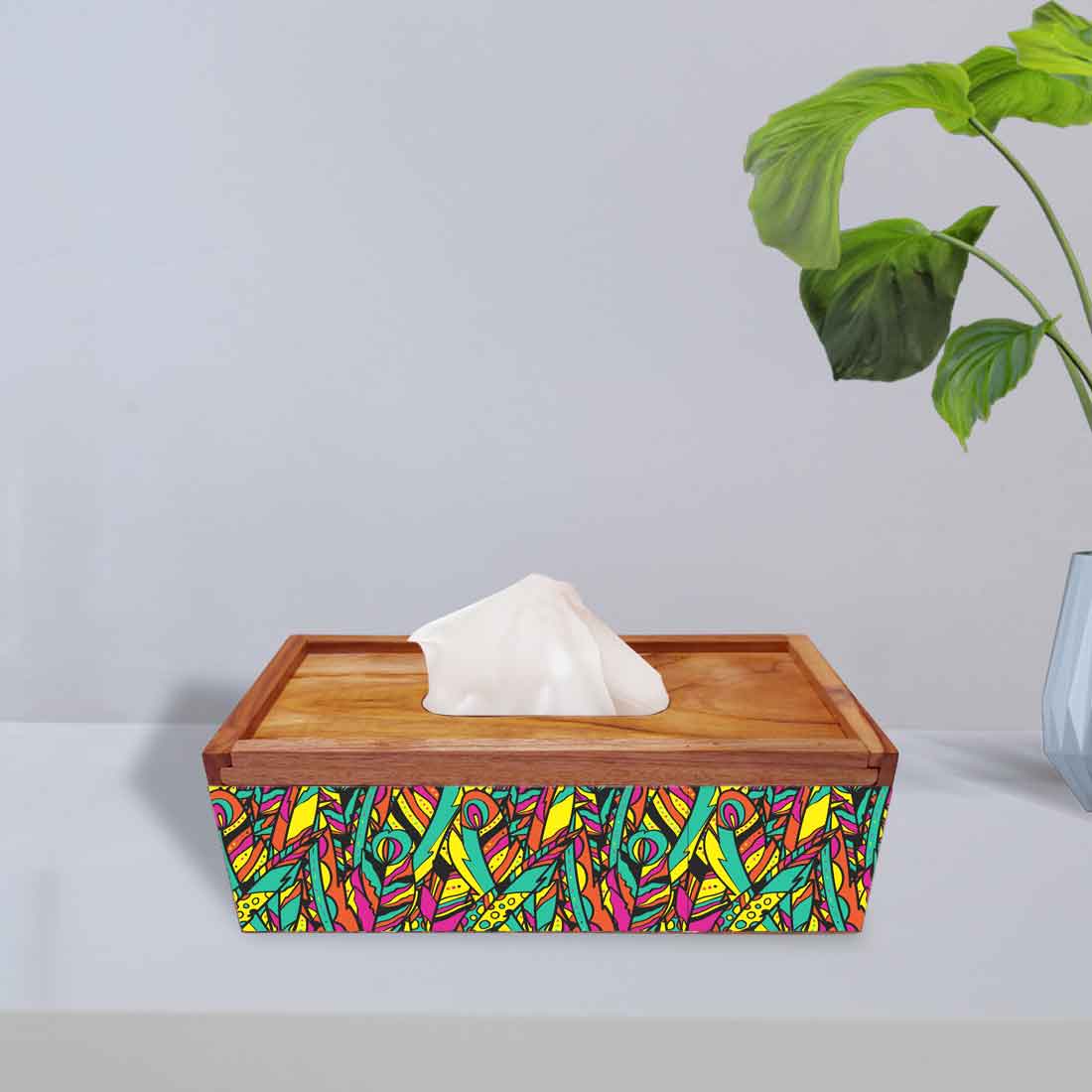 Wooden Tissue Box Cover Holder for Office Car - Multicolor - Image 2