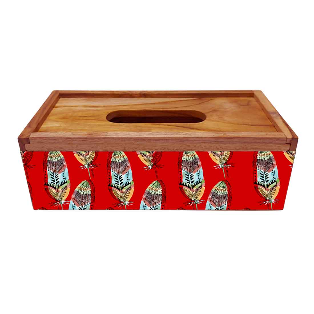 Wooden Tissue Dispenser Stand for Office Home - Feather - Image 4