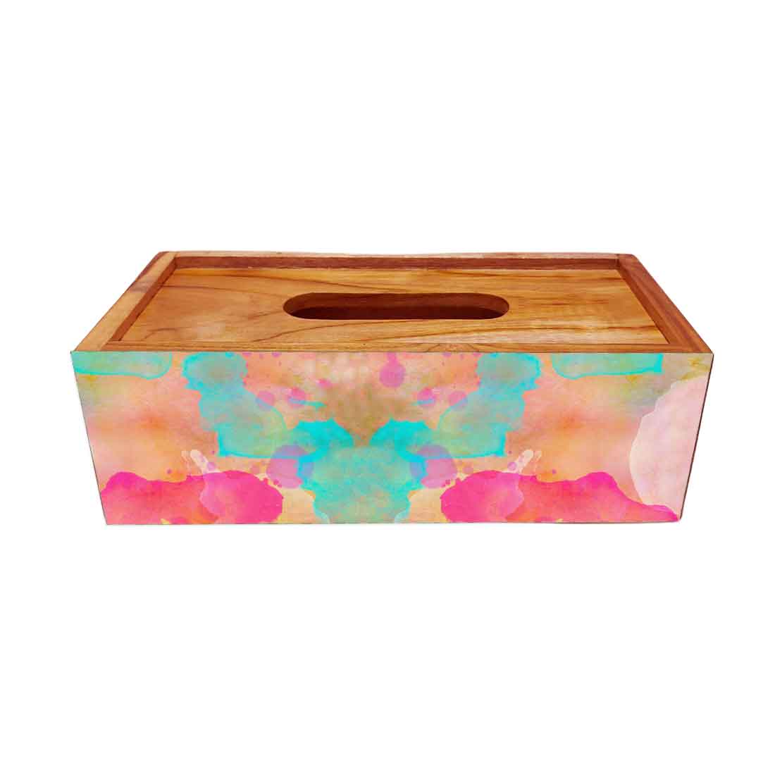 Wooden Tissue Dispenser Box for Home Office Car - Watercolor - Image 3