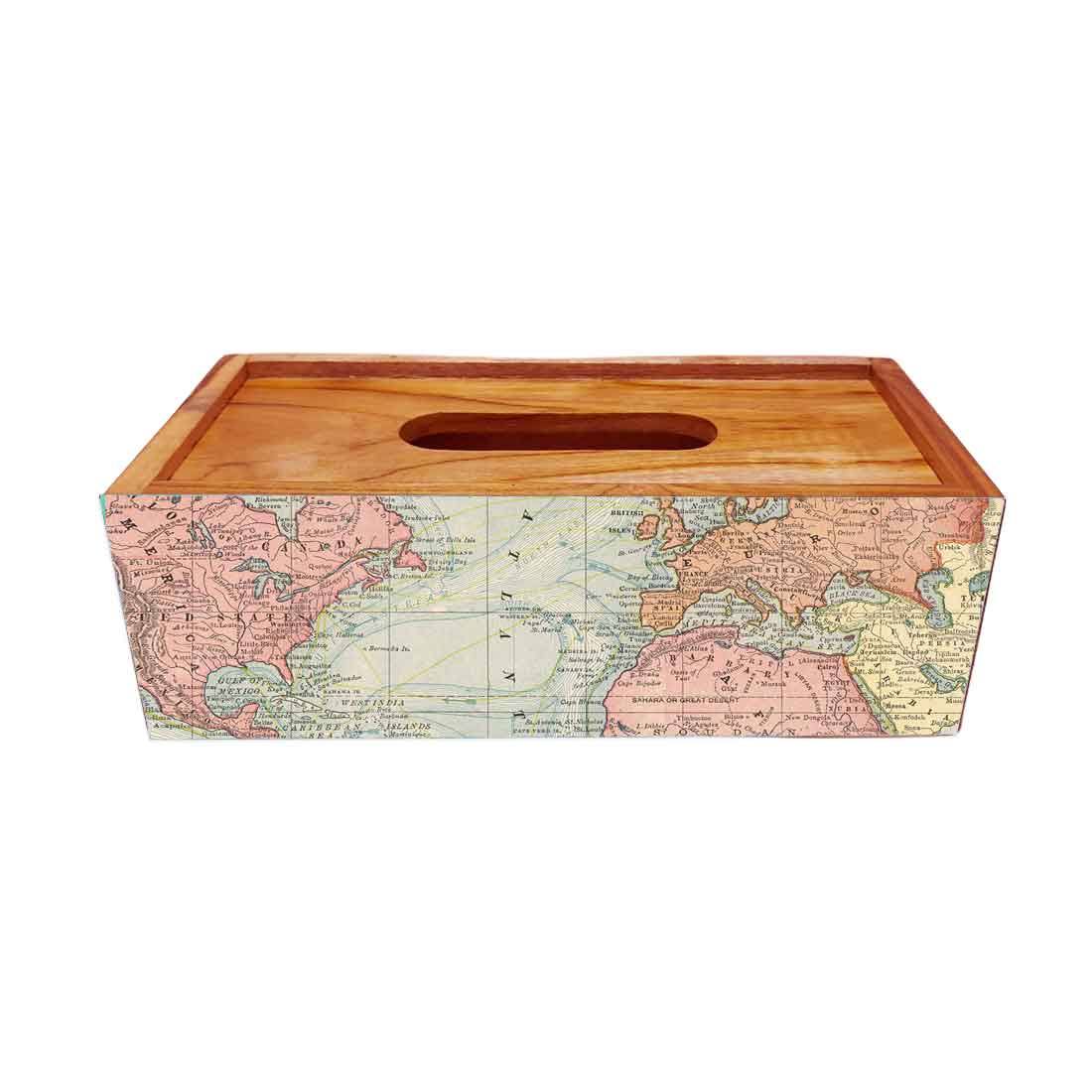 Wooden Rectangular Tissue Dispenser Stand for Office Home - Image 3