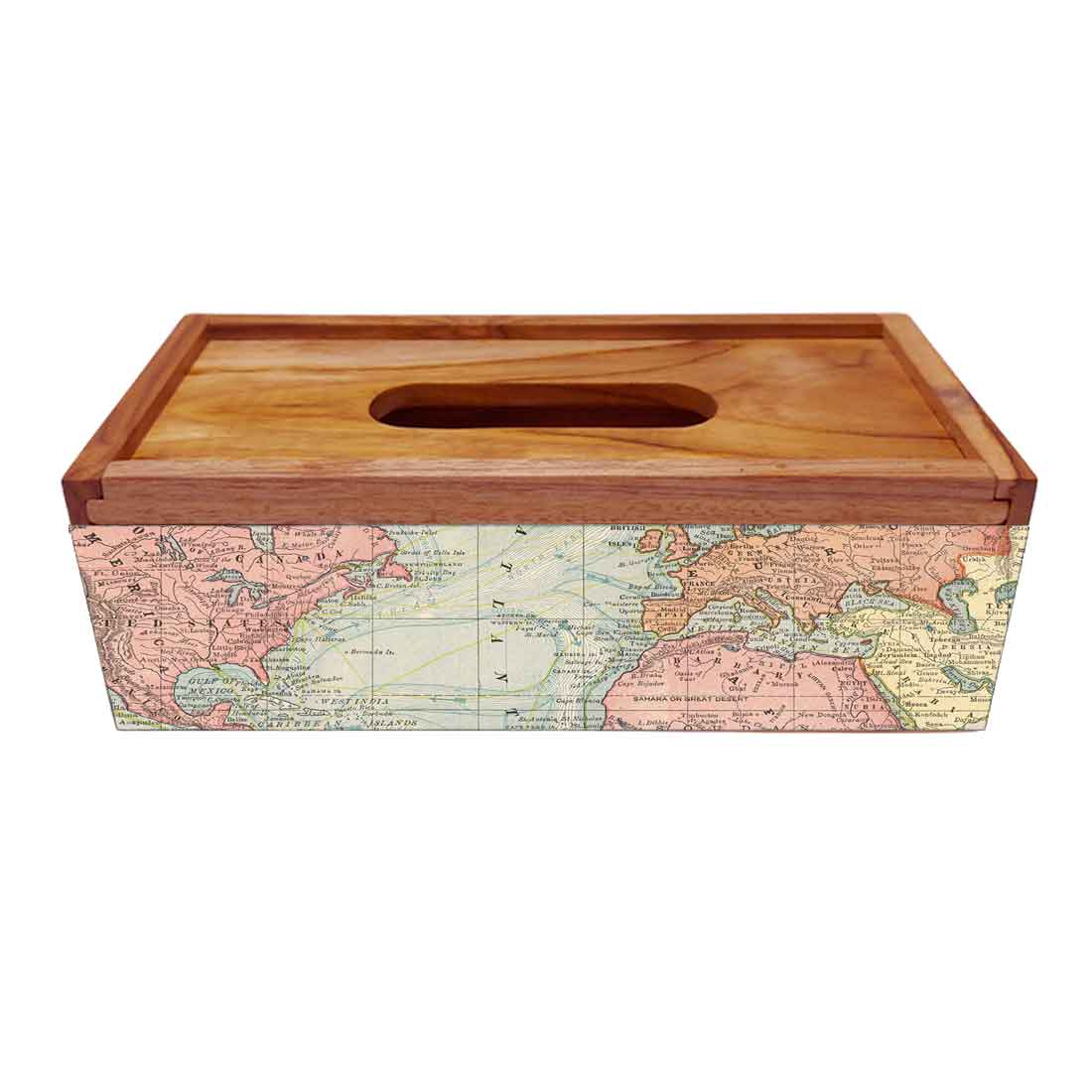 Wooden Rectangular Tissue Dispenser Stand for Office Home - Image 4