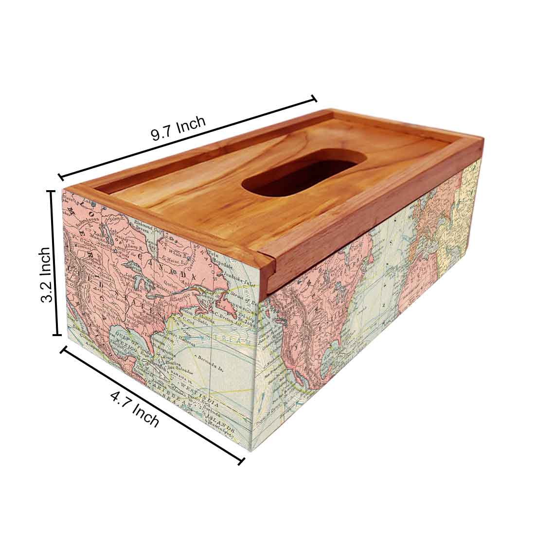 Wooden Rectangular Tissue Dispenser Stand for Office Home - Image 5