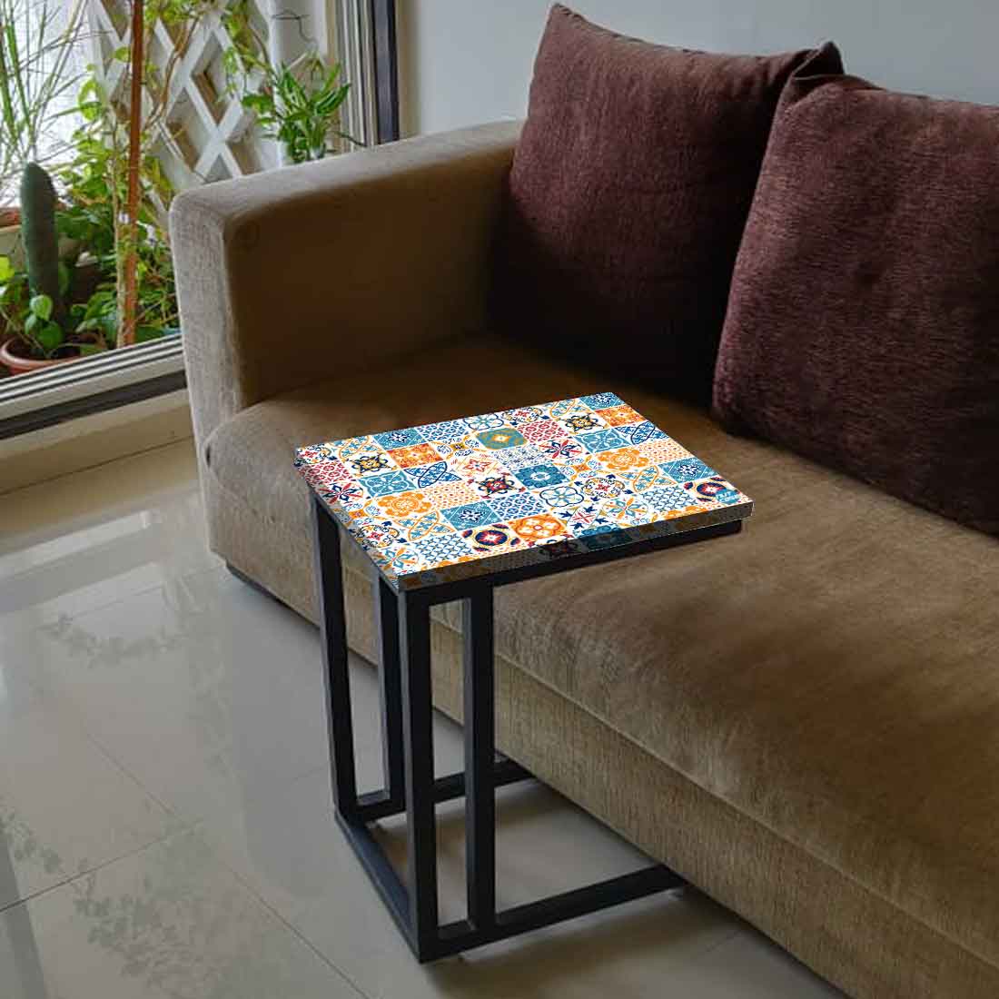 Designer C Shaped Living Room End Table for Sofa - Spanish - Image 3