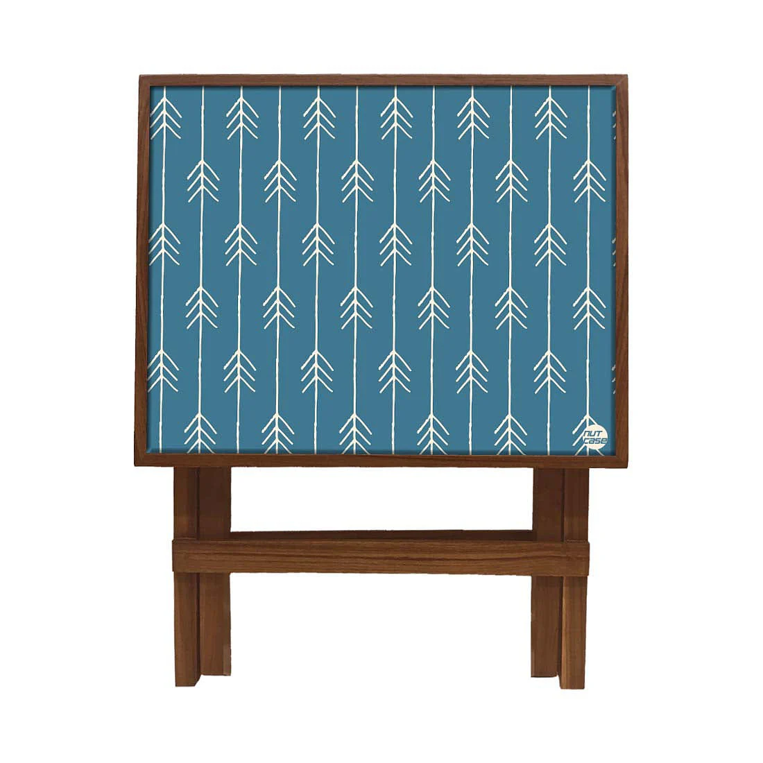 Folding Side Table - Teak Wood -Royal Blue Arrow - Image 3