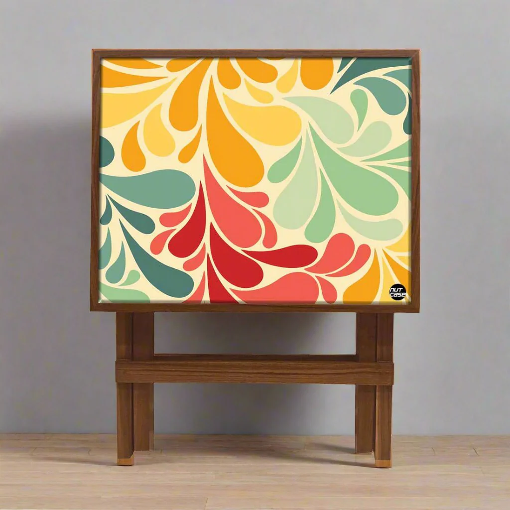 Folding Side Table - Teak Wood -Retro Flower - Image 4