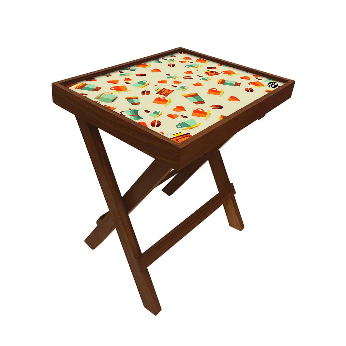 Folding Side Table - Teak Wood - Coffee Cup - Image 3