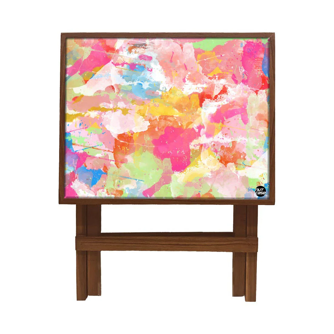 Folding Side Table - Teak Wood - Watercolor - Image 4