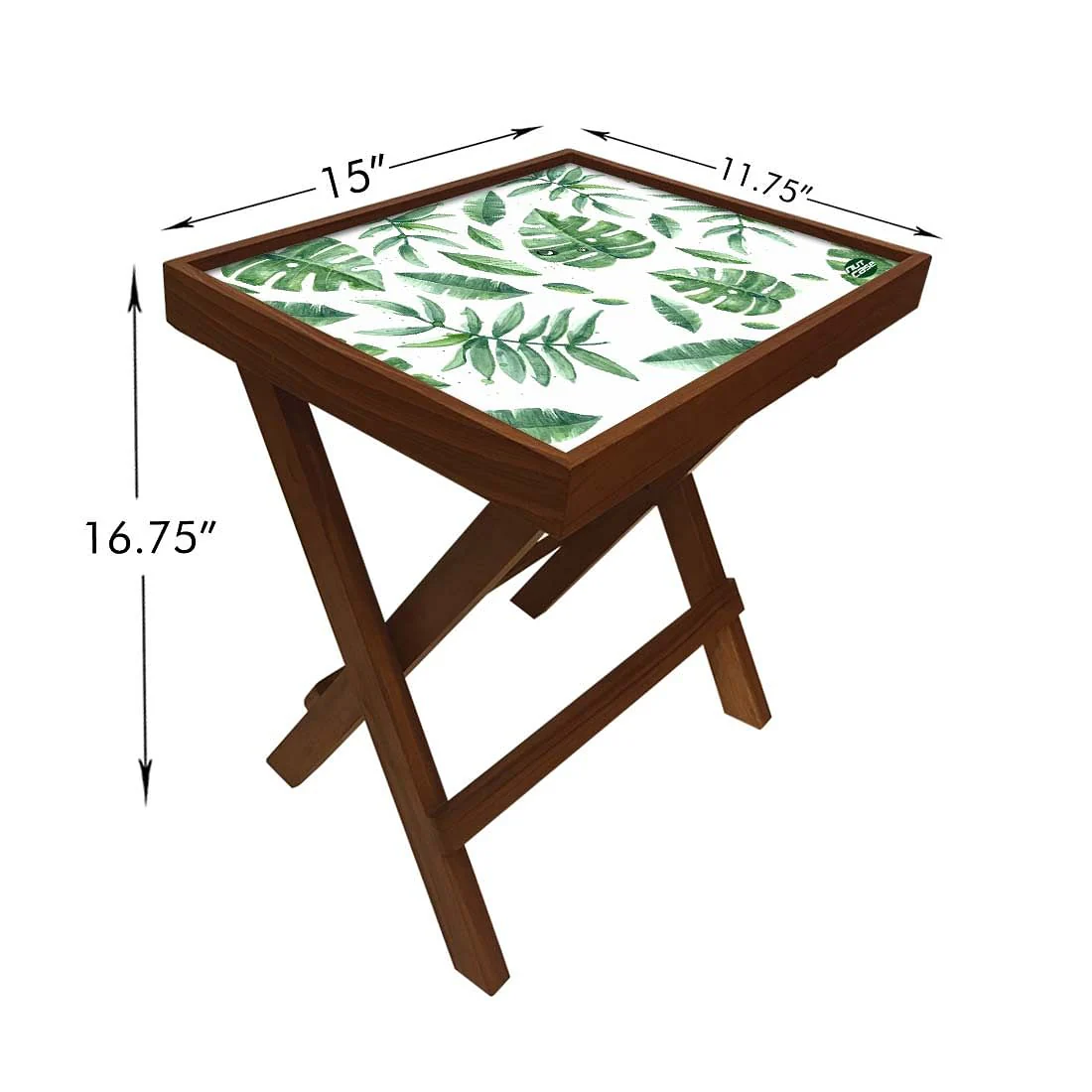 Folding Side Table - Teak Wood - Beautiful Leaves - Image 6