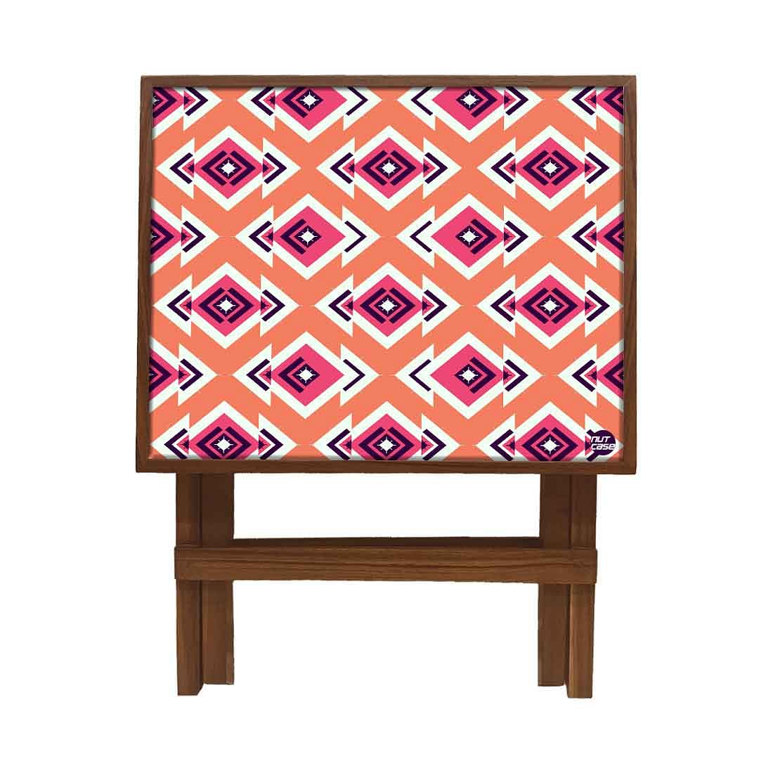 Folding Side Table - Teak Wood - Ethnic Pattern - Image 4