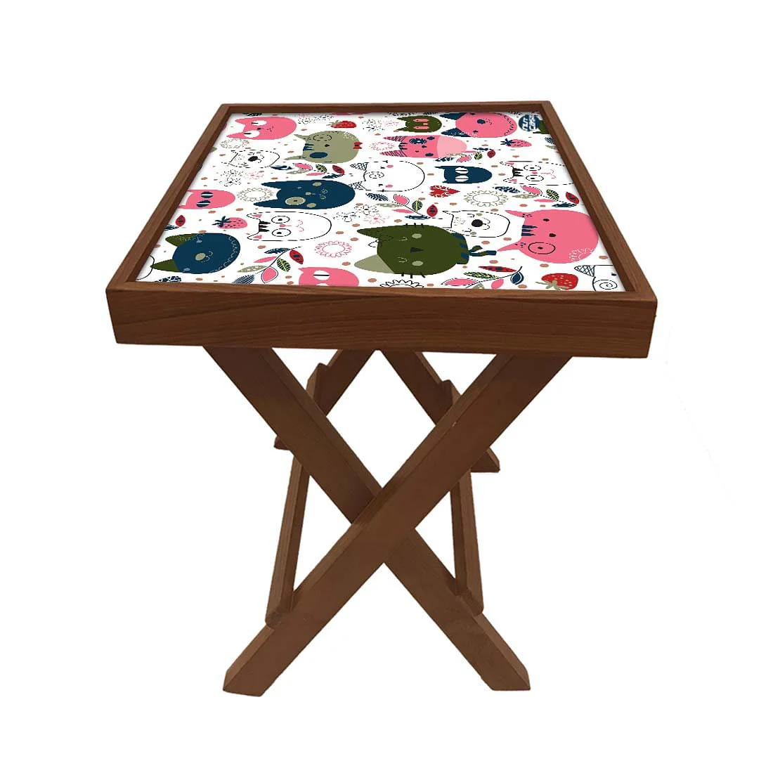 Folding Side Table - Teak Wood - Cute Litle Kitties - Image 5