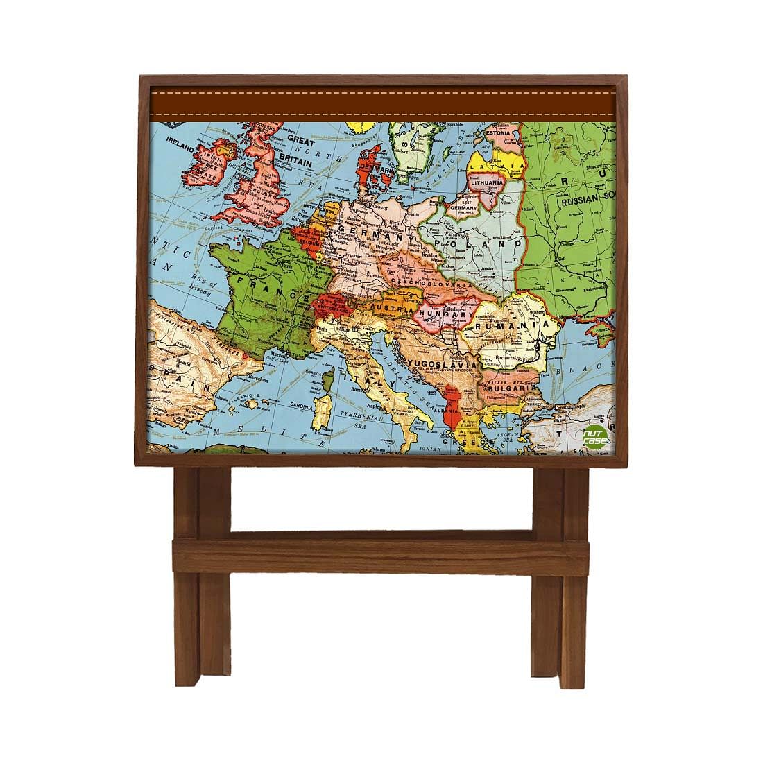 Folding Side Table - Teak Wood - Atlantic Map - Image 4
