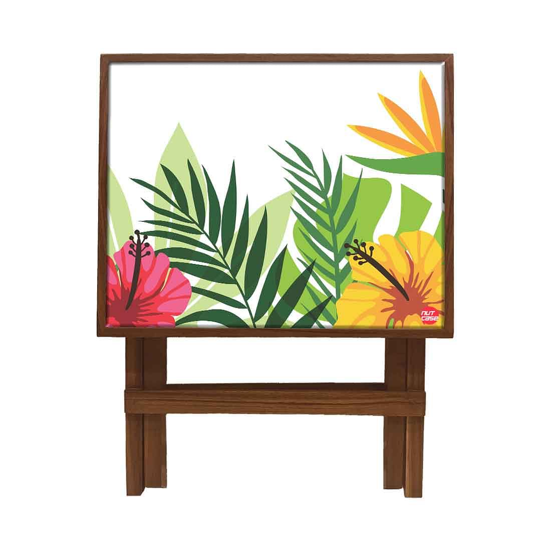 Folding Side Table - Teak Wood - Leaves - Image 4