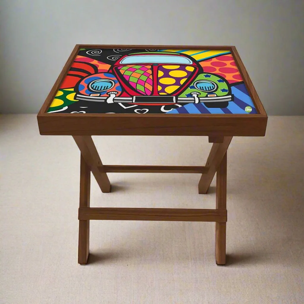 Folding Side Table - Teak Wood - Retro Car - Image 2