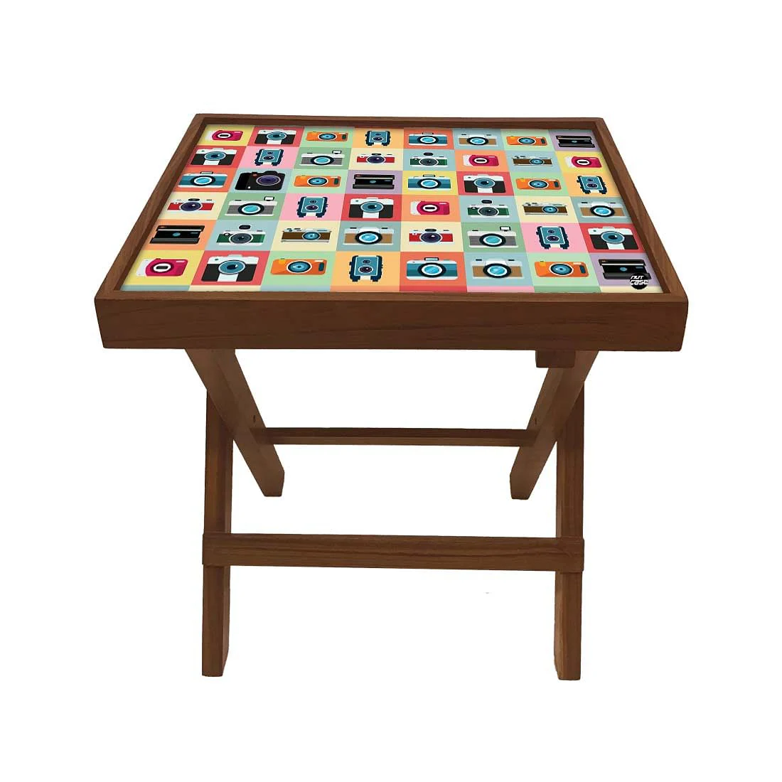 Folding Side Table - Teak Wood - Camera - Image 2