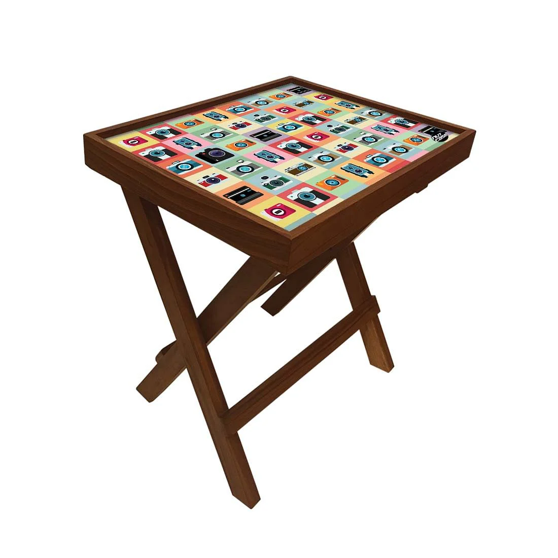 Folding Side Table - Teak Wood - Camera - Image 3