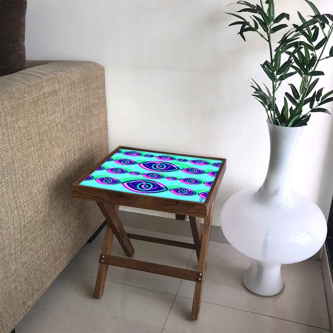 Foldable Wooden Side Table for Living Room Sofa Bedroom - Evil Eye Protector - Image 23
