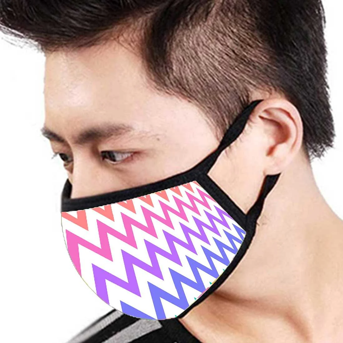 Face Masks Reusable Washable Set Of 2 -Colorful_chevron - Image 3