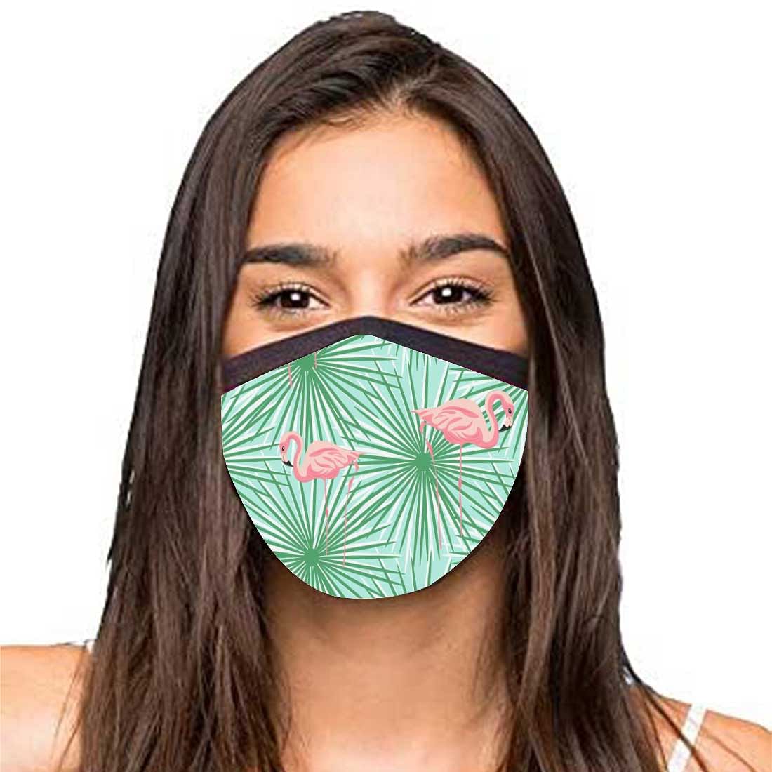 Face Masks Reusable Washable Set Of 2 -Flamingo_green - Image 2