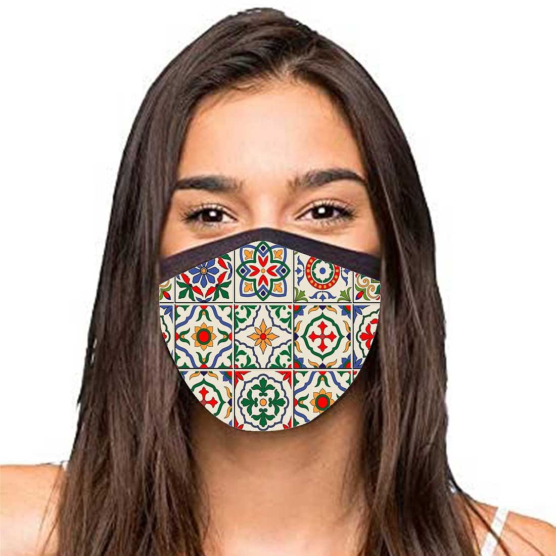 Face Masks Reusable Washable Set Of 2 -Spanish_tiles_red - Image 2