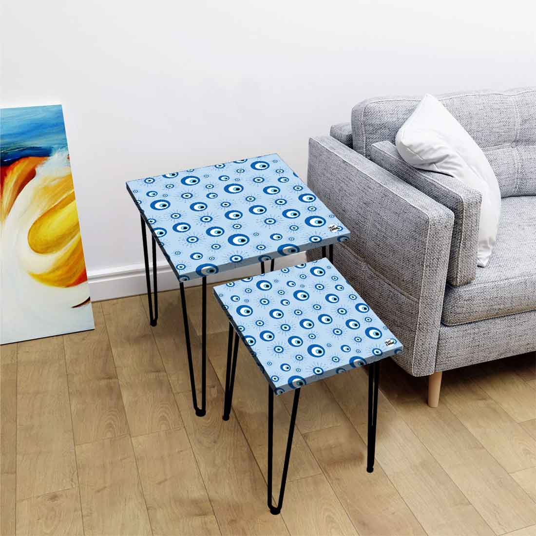 Nesting Table Set of 2 for Living Room Outdoors Patio - Evil Eye Protector - Image 16