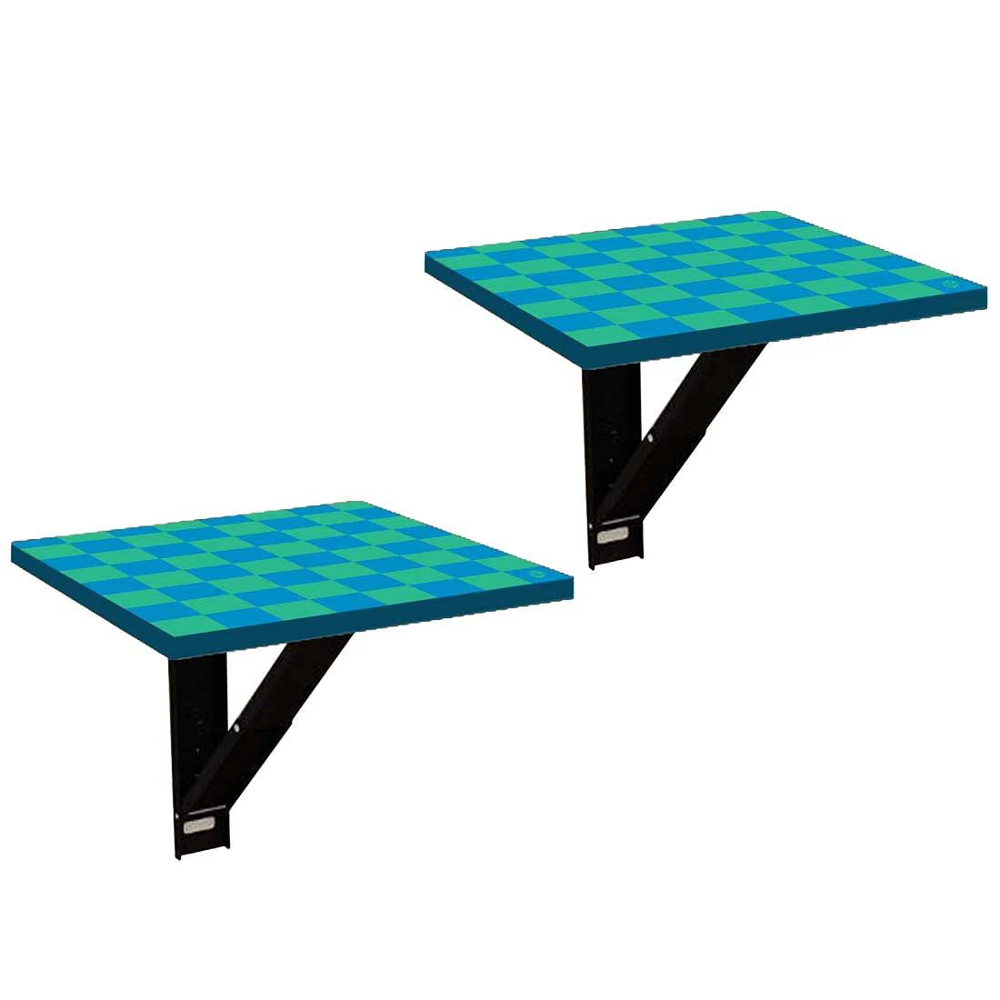 Space Saving Bedside Table Foldable   - Blue Green Check - Image 2